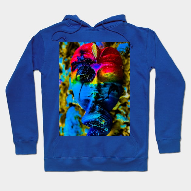 A blue red Bali face mask Hoodie by kall3bu